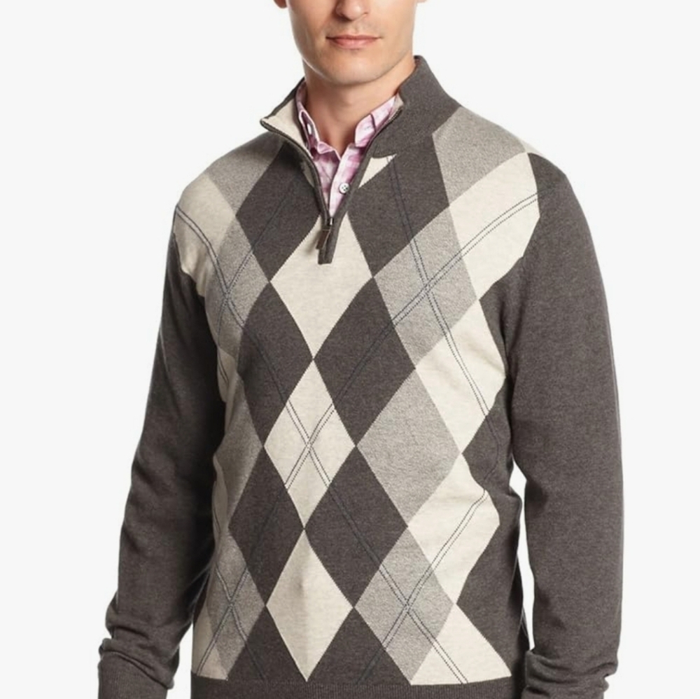 Tasso Elba Men's Mock Neck 1/4 Zip Pullover Sweater Slate Heather Gray